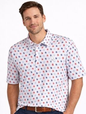 NWT Men's St. Louis Cardinals All Over Print Stretchy Polo Golf Shirt